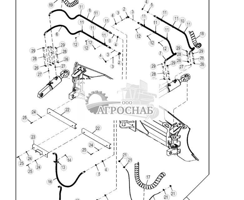 Трубопроводы цилиндра наклона, комплект механического поворотного отвала - ST947615 260.jpg